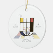 アートモダンスタイルモノグラム。文字U セラミックオーナメント (左)