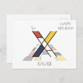 アートモダンスタイルモノグラム。文字X ポストカード (正面/裏面)