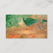 アートモダンストローク銅金ゴールドグリーン社名 名刺 (正面)