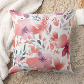 アートモダンティール(緑がかった色)、コーラル、プラムフローラ クッション (ブランケット)
