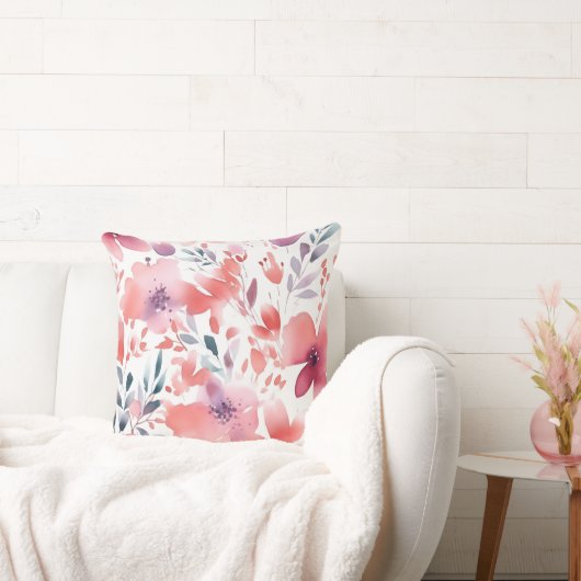 アートモダンティール(緑がかった色)、コーラル、プラムフローラ クッション (ソファ)