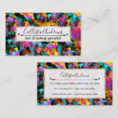 アートモダンネオンカラー黒抽象芸術絵を描アート 名刺 (正面/裏面)