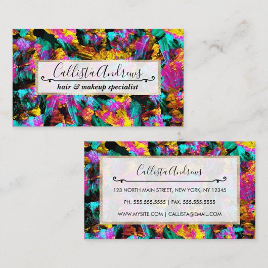 アートモダンネオンカラー黒抽象芸術絵を描アート 名刺 (正面/裏面)