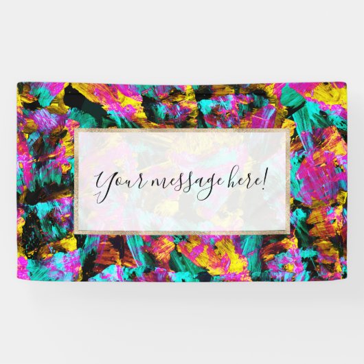 アートモダンネオンカラー黒抽象芸術絵を描アート 横断幕 (横)