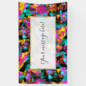 アートモダンネオンカラー黒抽象芸術絵を描アート 横断幕 (縦)