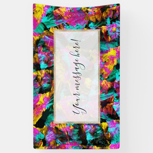 アートモダンネオンカラー黒抽象芸術絵を描アート 横断幕 (縦)