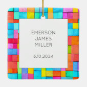 アートモダンベビー誕生発表カラフル写真 セラミックオーナメント (裏面)