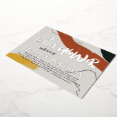 アートモダンボーイまたは女の子抽象芸術赤ちゃんシャワー銀 箔招待状 (回転した状態)