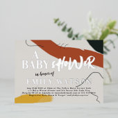 アートモダンボーイまたは女の子抽象芸術赤ちゃんシャワー銀 箔招待状 (立ち正面)