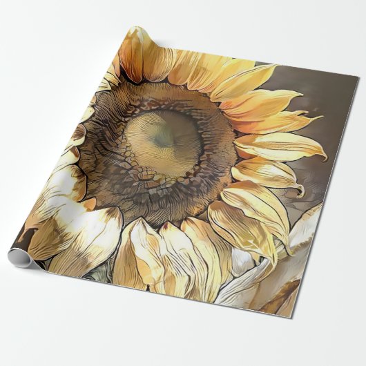 アートモダンヴィンテージひまわりコレクション ラッピングペーパー (アンロールド)