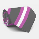 アートモダン対角ストライプピンク白グレー ネクタイ (ロール)
