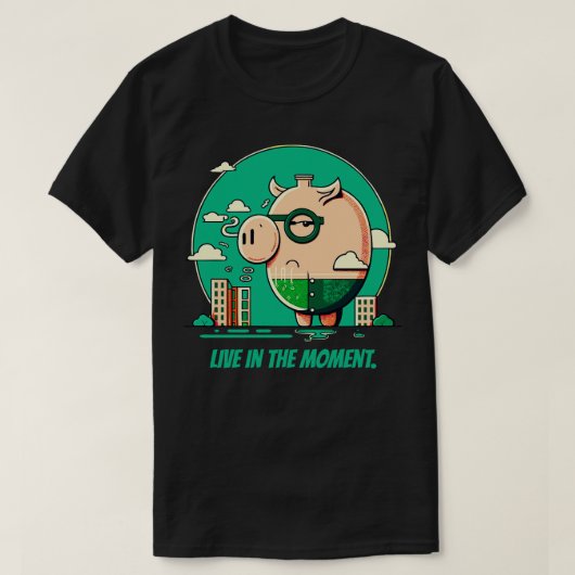 アートモダン漫画豚が生きる瞬間 Tシャツ (デザイン正面)