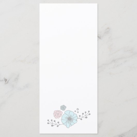 アートモダン花模様バタフライピンクブルー結婚ズ メニュー (裏面)