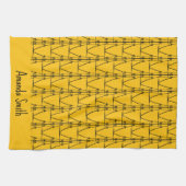 アートモダン、シルエットココナッツの木、オレンジ キッチンタオル (横)