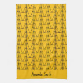 アートモダン、シルエットココナッツの木、オレンジ キッチンタオル (縦)