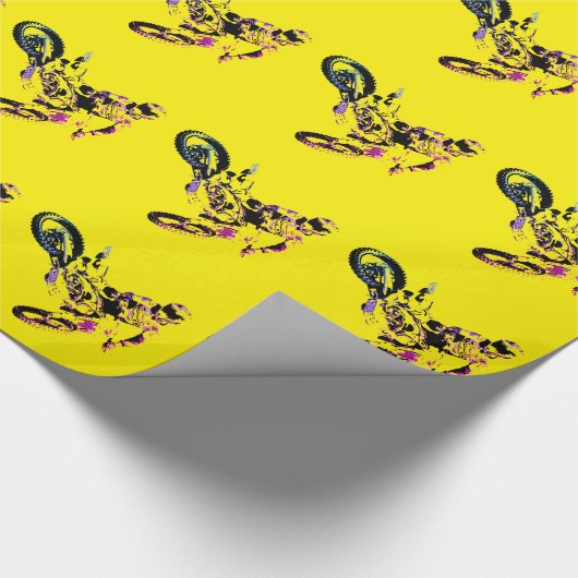 アートモトポップ・アートのクロスモーターシレスポーツイエロー ラッピングペーパー (角)