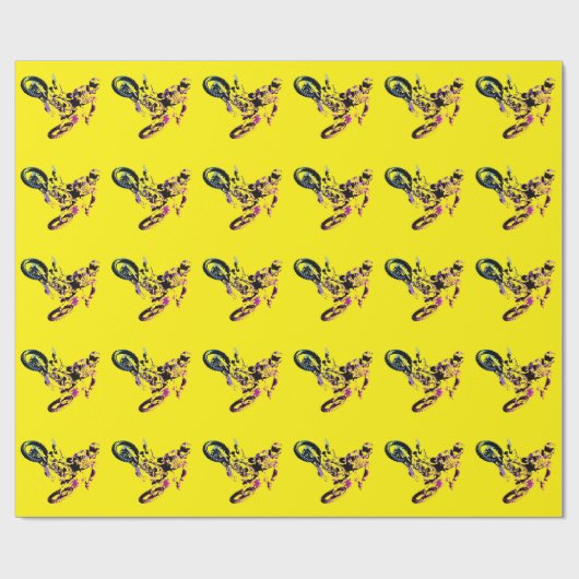 アートモトポップ・アートのクロスモーターシレスポーツイエロー ラッピングペーパー (フラット)