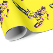 アートモトポップ・アートのクロスモーターシレスポーツイエロー ラッピングペーパー (ロールコーナー)