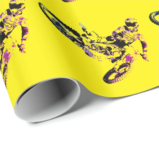 アートモトポップ・アートのクロスモーターシレスポーツイエロー ラッピングペーパー (ロールコーナー)