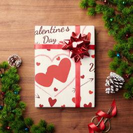 アートラッ赤と白ピングハート紙 ラッピングペーパー