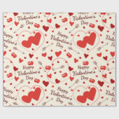 アートラッ赤と白ピングハート紙 ラッピングペーパー (フラット)