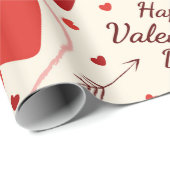 アートラッ赤と白ピングハート紙 ラッピングペーパー (ロールコーナー)