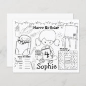 アートランチョンマット、アート誕生日のカラーリングとアクティビティ (正面/裏面)