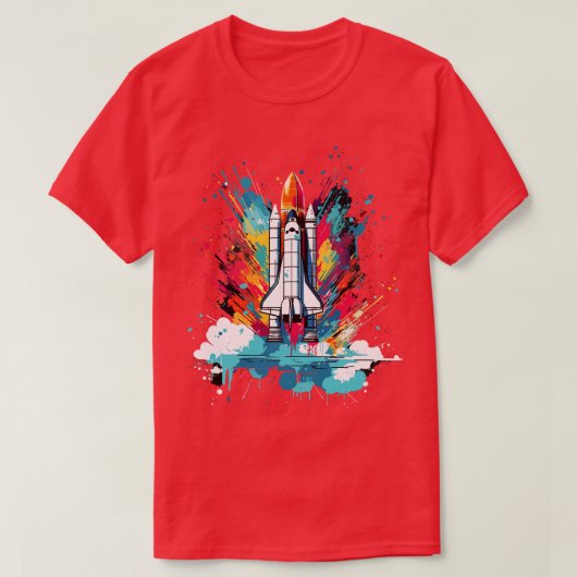 アートロケット打ち上げ宇宙ギフト科学ギフト宇宙 Tシャツ (デザイン正面)