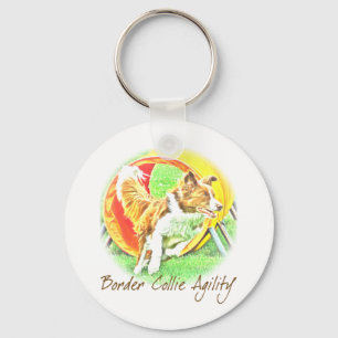 アートワークのボーダーコリーの敏捷Keychain キーホルダー