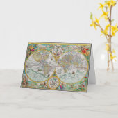 アートワークを使用した旧カラフル世界地図 カード (黄色い花)