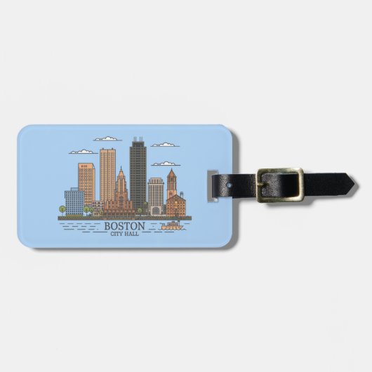 アートワークイラストレーションボストンシティ，ボストンマ ラゲッジタグ (正面横)