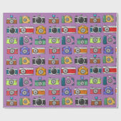 アートワークカラフル紫のバックグラウンドカメラ ラッピングペーパー (フラット)