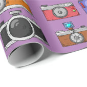 アートワークカラフル紫のバックグラウンドカメラ ラッピングペーパー (ロールコーナー)