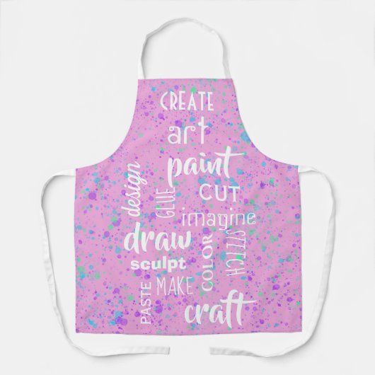 アートワーズピンク絵を描(ばちゃばちゃ)跳ねるエプロン エプロン (正面)