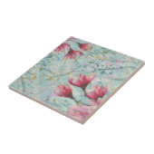 アートヴィンテージにマグノリアの花くしゃくしゃになった紙 タイル (側面)