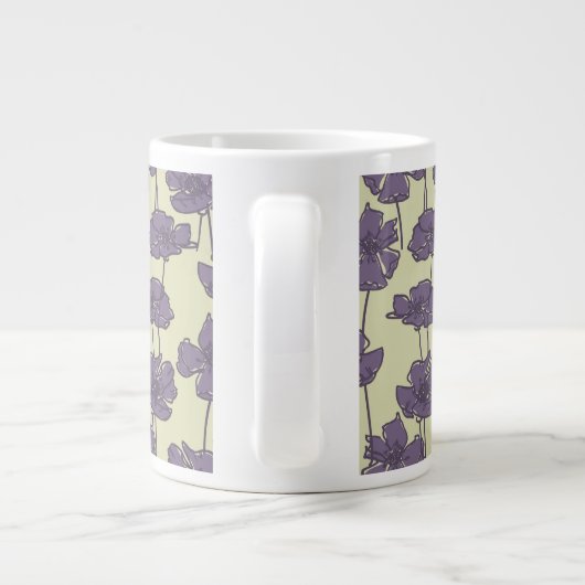 アートヴィンテージの花柄の背景 ジャンボコーヒーマグカップ (裏面)