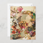 アートヴィンテージシュガースカル花 シーズンポストカード (正面/裏面)