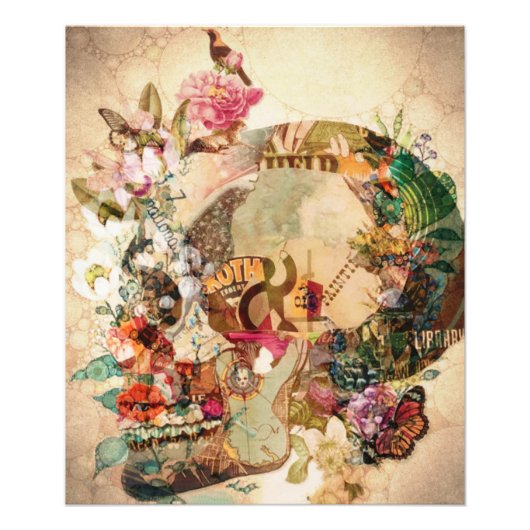 アートヴィンテージシュガースカル花 フォトプリント            (正面)