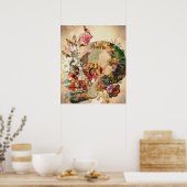 アートヴィンテージシュガースカル花 ポスター (キッチン)