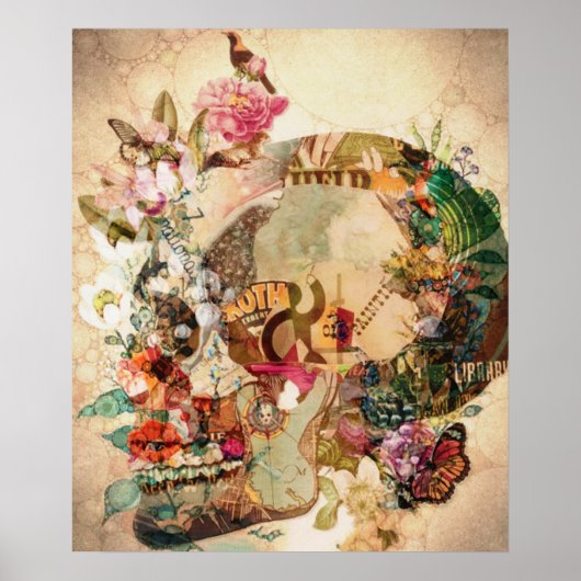 アートヴィンテージシュガースカル花 ポスター (正面)