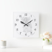 アート中国のとペキゲスドッグスクエアウォールクロック スクエア壁時計 (ホーム)