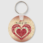 アート作品のスウィープハートロマンチックな愛引用文 キーホルダー (正面)