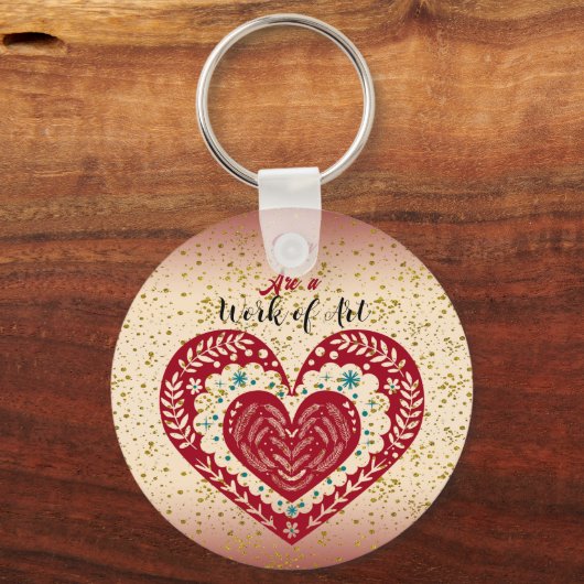 アート作品のスウィープハートロマンチックな愛引用文 キーホルダー (正面)