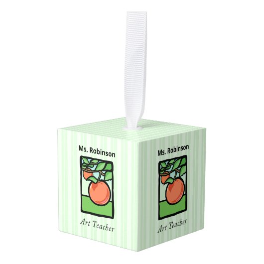 アート先生ありがとうApple キューブオーナメント (正面アングル)