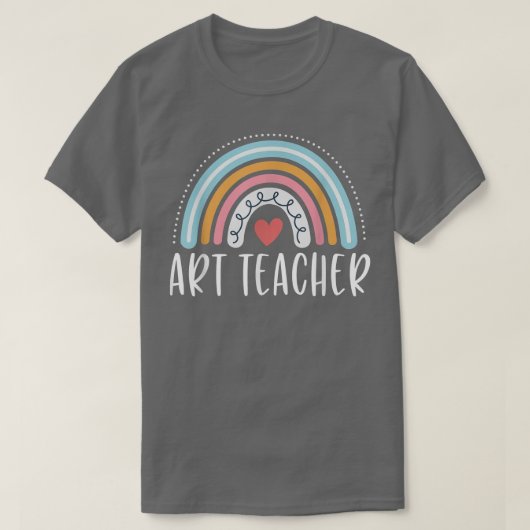 アート先生かわいいレインボーハート Tシャツ (デザイン正面)