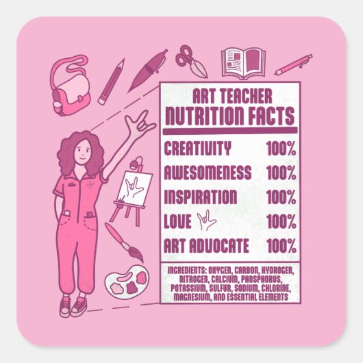 アート先生への感謝 – 贈り物 スクエアシール (正面)