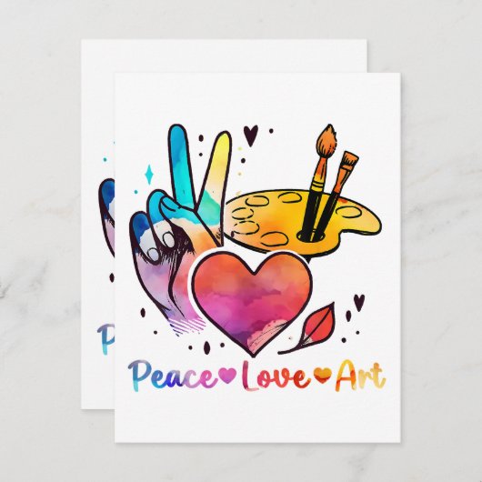アート先生アーティストと画家のための平和ラブアート エンクロージャーカード (正面/裏面)