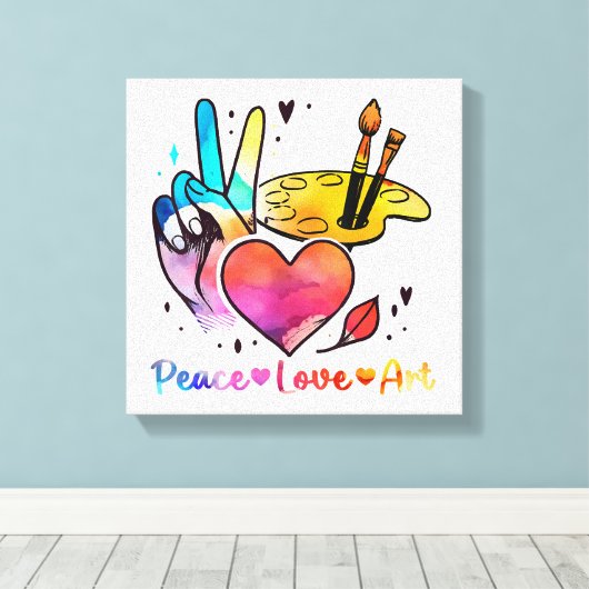 アート先生アーティストと画家のための平和ラブアート キャンバスプリント (インサイチュ (ウッドフロア))