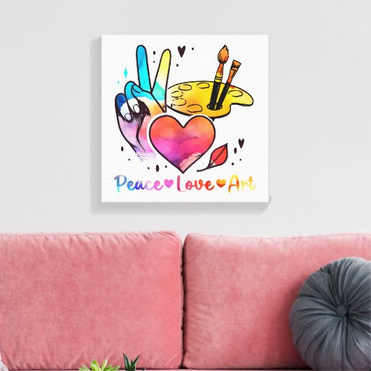 アート先生アーティストと画家のための平和ラブアート キャンバスプリント (インサイチュ (リビング))