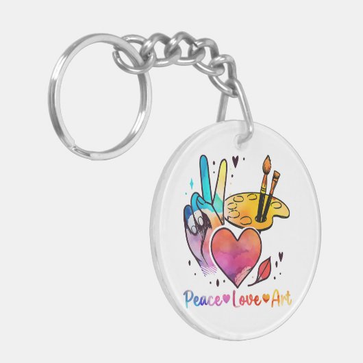 アート先生アーティストと画家のための平和ラブアート キーホルダー (正面左)